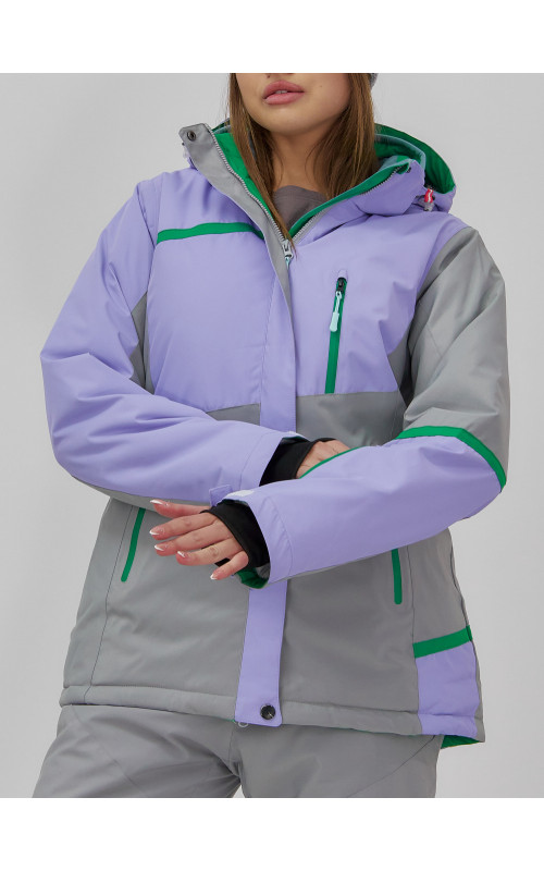 Женская горнолыжная куртка с ярким принтом цвет сиреневый