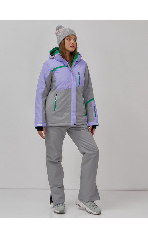 Женская горнолыжная куртка с ярким принтом цвет сиреневый