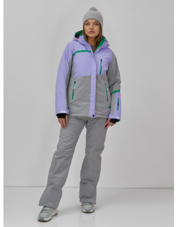 Женская горнолыжная куртка с ярким принтом цвет сиреневый