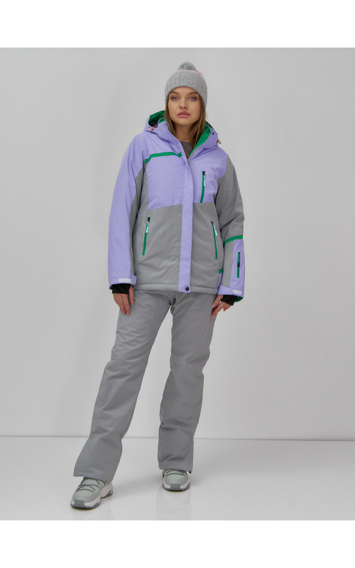 Женская горнолыжная куртка с ярким принтом цвет сиреневый