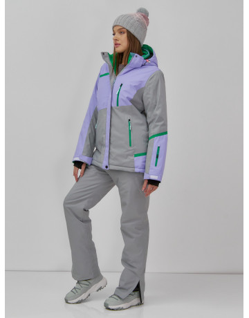 Женская горнолыжная куртка с ярким принтом цвет сиреневый