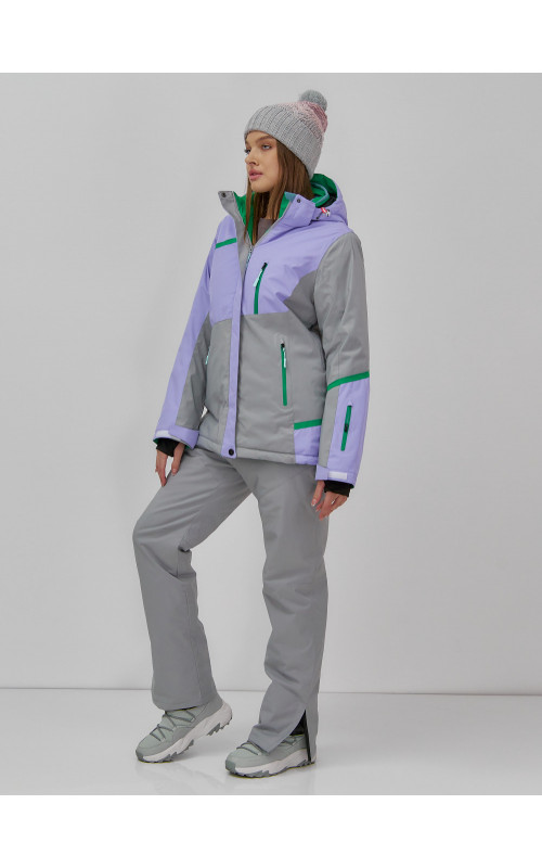 Женская горнолыжная куртка с ярким принтом цвет сиреневый