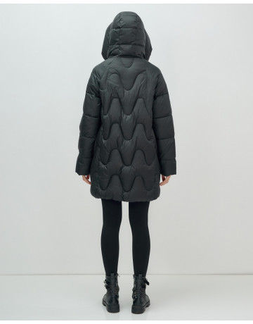 Зимний модный пуховик женский с капюшоном, чёрный. в Тюмени