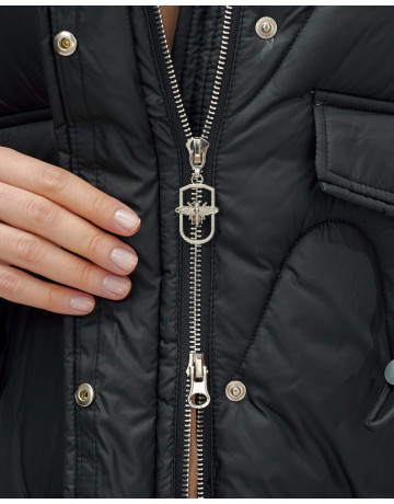 Зимний модный пуховик женский с капюшоном, чёрный. в Тюмени