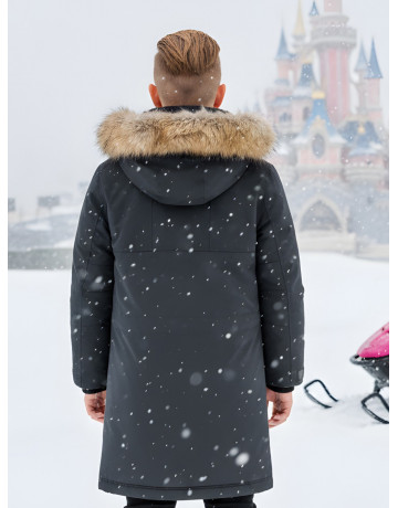 Зимняя парка с мехом енота для мальчика-подростка