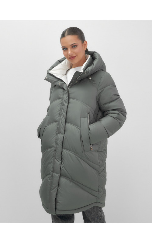 Длинный зимний пуховик для женщин с капюшоном