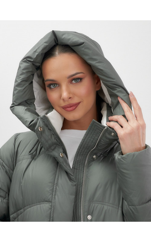 Длинный зимний пуховик для женщин с капюшоном