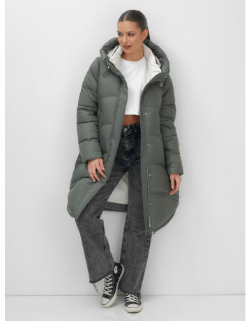 Длинный зимний пуховик для женщин с капюшоном