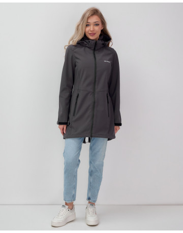 Женская спортивная парка с капюшоном, темно-серый softshell в Тюмени
