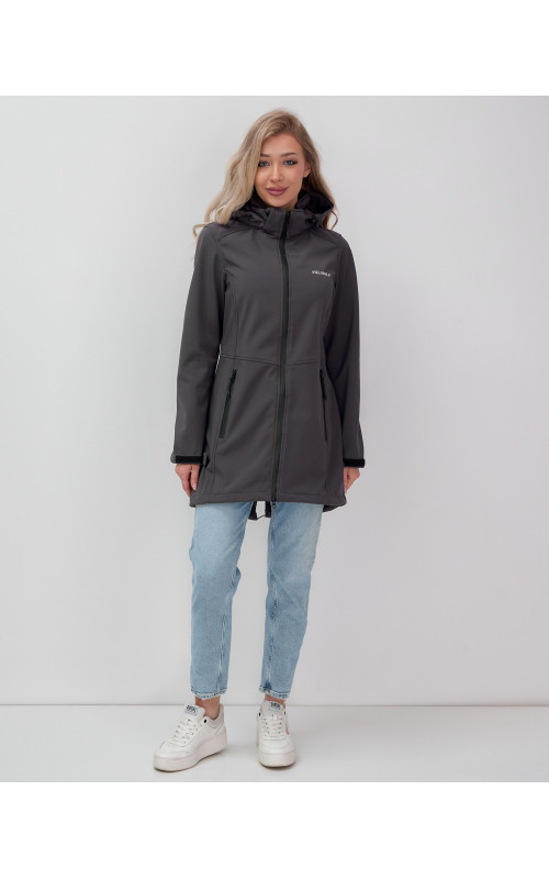 Женская спортивная парка с капюшоном, темно-серый softshell в Тюмени