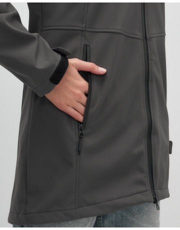 Женская спортивная парка с капюшоном, темно-серый softshell в Тюмени