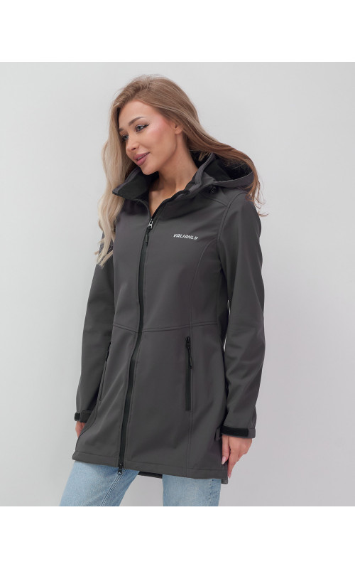 Женская спортивная парка с капюшоном, темно-серый softshell в Тюмени