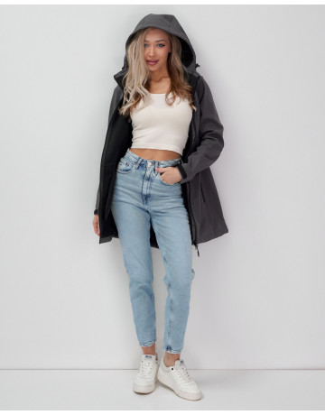 Женская спортивная парка с капюшоном, темно-серый softshell в Тюмени