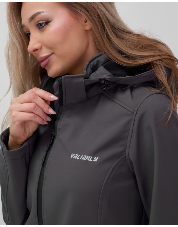 Женская спортивная парка с капюшоном, темно-серый softshell в Тюмени