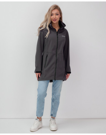 Женская спортивная парка с капюшоном, темно-серый softshell в Тюмени