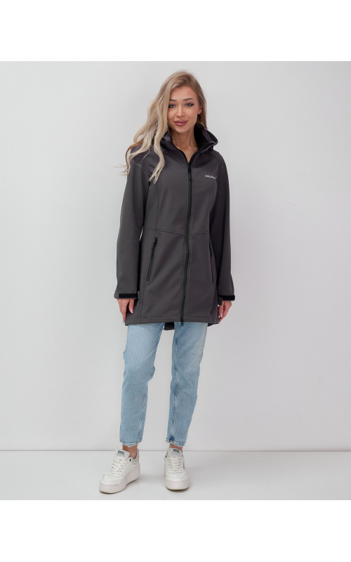 Женская спортивная парка с капюшоном, темно-серый softshell в Тюмени