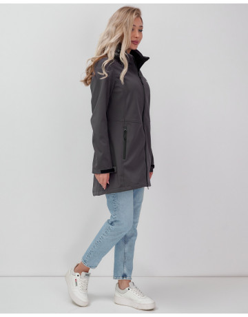 Женская спортивная парка с капюшоном, темно-серый softshell в Тюмени