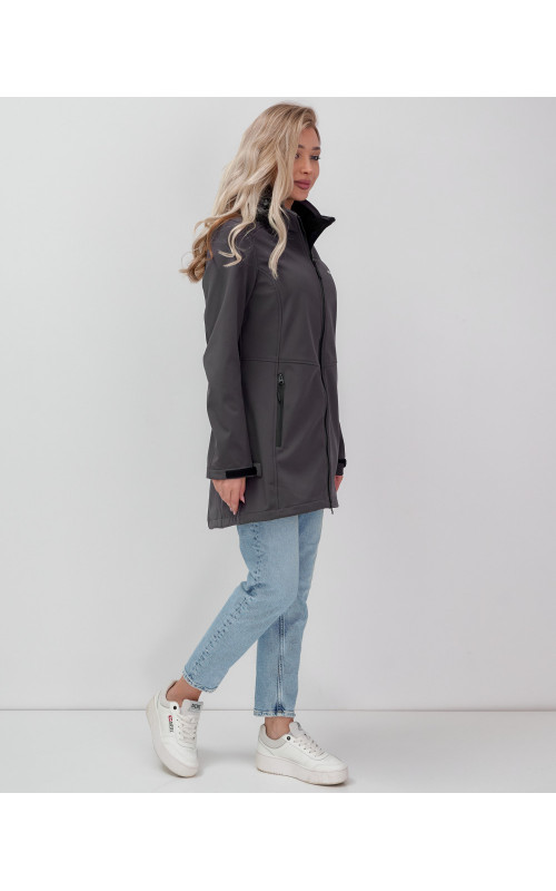 Женская спортивная парка с капюшоном, темно-серый softshell в Тюмени