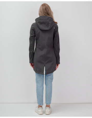 Женская спортивная парка с капюшоном, темно-серый softshell в Тюмени