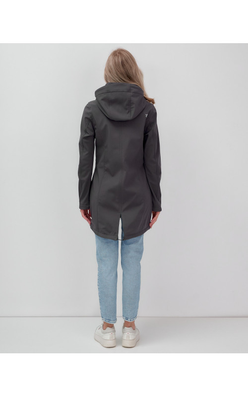 Женская спортивная парка с капюшоном, темно-серый softshell в Тюмени