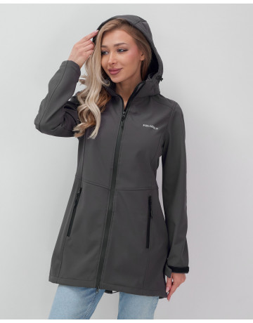 Женская спортивная парка с капюшоном, темно-серый softshell в Тюмени