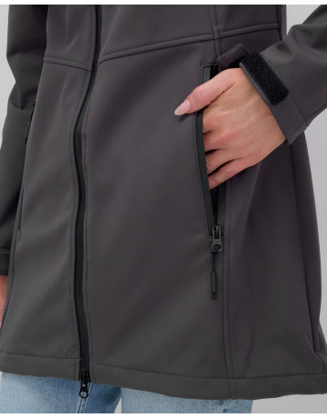 Женская спортивная парка с капюшоном, темно-серый softshell в Тюмени