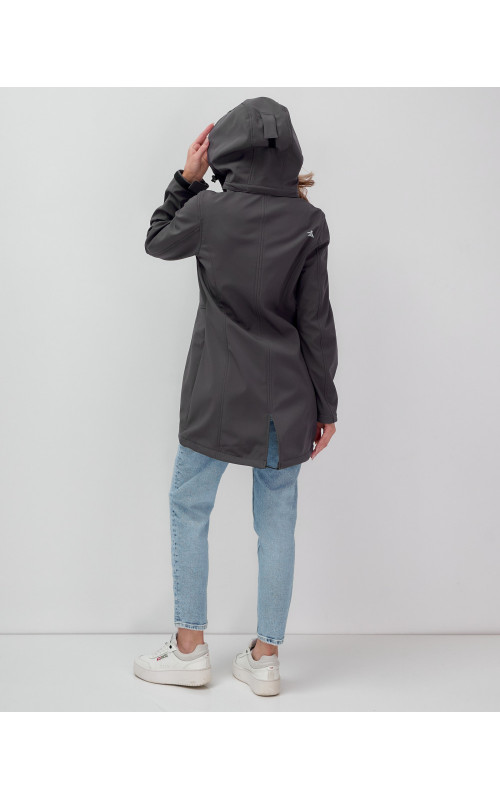 Женская спортивная парка с капюшоном, темно-серый softshell в Тюмени