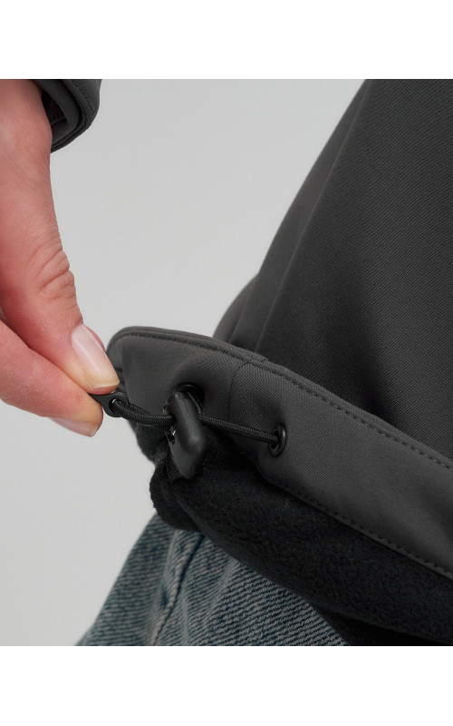 Женская спортивная парка с капюшоном, темно-серый softshell в Тюмени