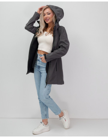 Женская спортивная парка с капюшоном, темно-серый softshell в Тюмени