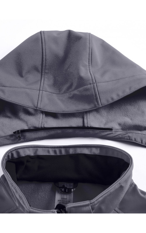 Женская спортивная парка с капюшоном, темно-серый softshell в Тюмени