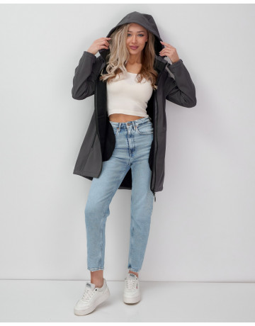 Женская спортивная парка с капюшоном, темно-серый softshell в Тюмени