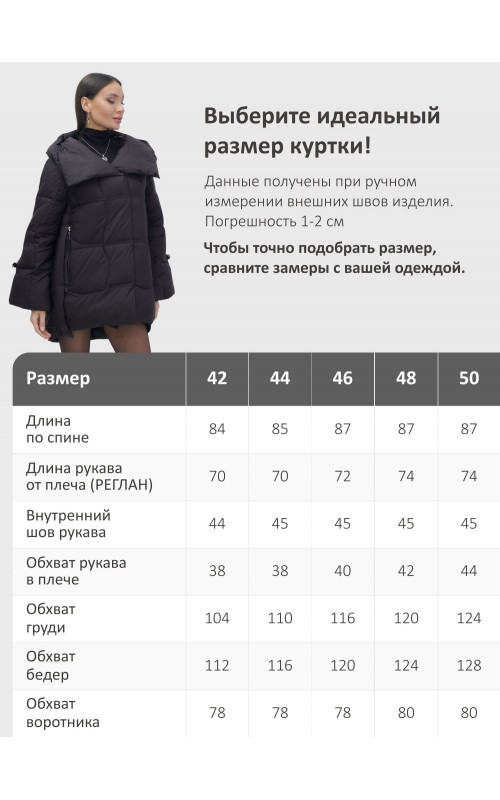 Пуховик женский зимний с капюшоном, чёрный. в Тюмени