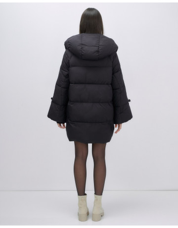 Пуховик женский зимний с капюшоном, чёрный. в Тюмени