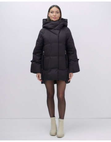 Пуховик женский зимний с капюшоном, чёрный. в Тюмени