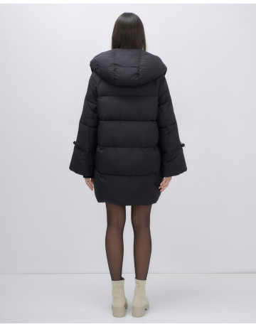 Пуховик женский зимний с капюшоном, чёрный. в Тюмени