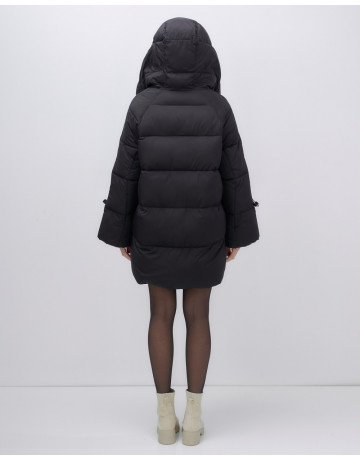 Пуховик женский зимний с капюшоном, чёрный. в Тюмени