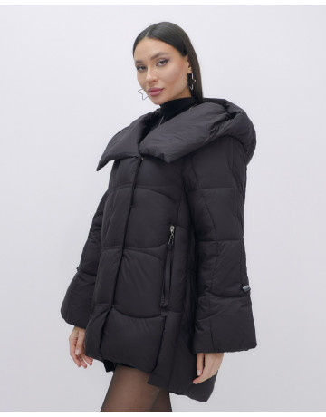 Пуховик женский зимний с капюшоном, чёрный. в Тюмени