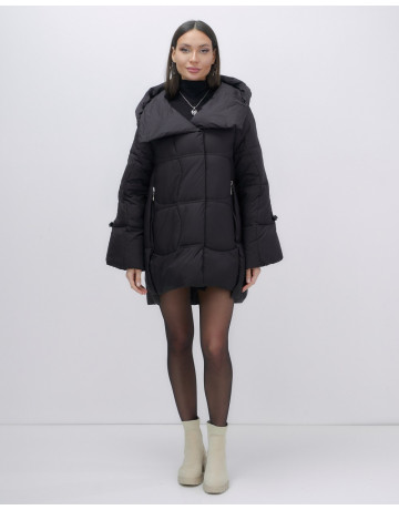 Пуховик женский зимний с капюшоном, чёрный. в Тюмени