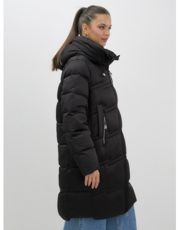 Длинный зимний пуховик для женщин с капюшоном.