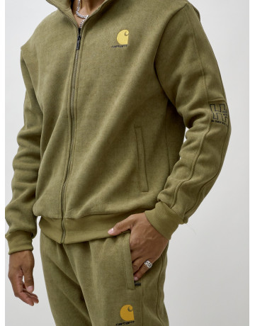 Мужской демисезонный спортивный костюм на флисе, цвет хаки, для спорта. в Тюмени