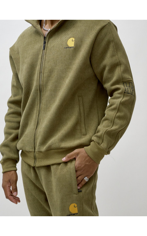 Мужской демисезонный спортивный костюм на флисе, цвет хаки, для спорта. в Тюмени