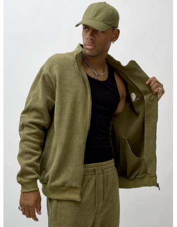 Мужской демисезонный спортивный костюм на флисе, цвет хаки, для спорта. в Тюмени