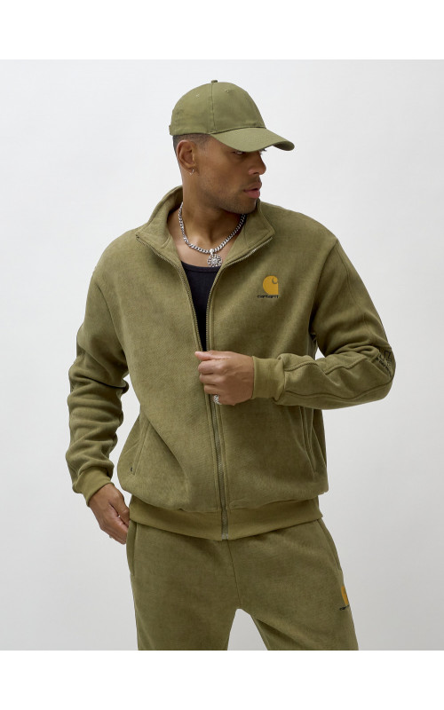 Мужской демисезонный спортивный костюм на флисе, цвет хаки, для спорта. в Тюмени