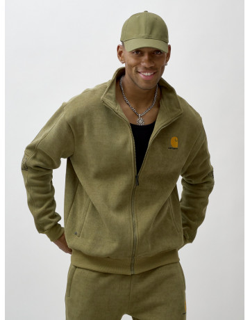 Мужской демисезонный спортивный костюм на флисе, цвет хаки, для спорта. в Тюмени