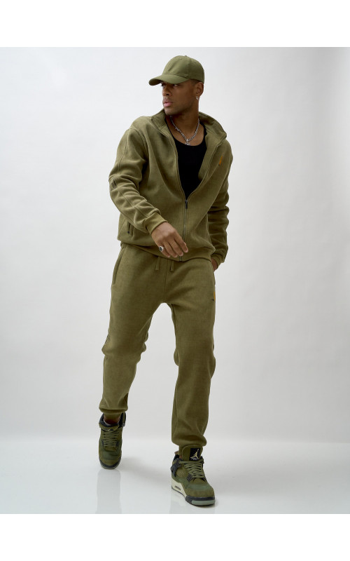 Мужской демисезонный спортивный костюм на флисе, цвет хаки, для спорта. в Тюмени