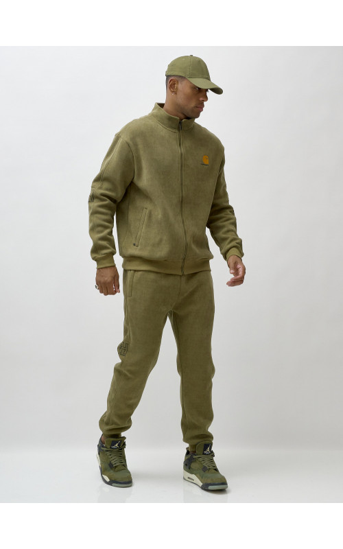 Мужской демисезонный спортивный костюм на флисе, цвет хаки, для спорта. в Тюмени