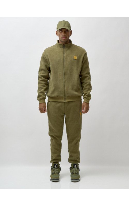 Мужской демисезонный спортивный костюм на флисе, цвет хаки, для спорта. в Тюмени