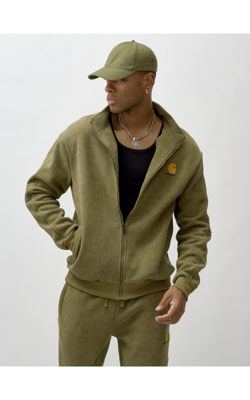 Мужской демисезонный спортивный костюм на флисе, цвет хаки, для спорта. в Тюмени