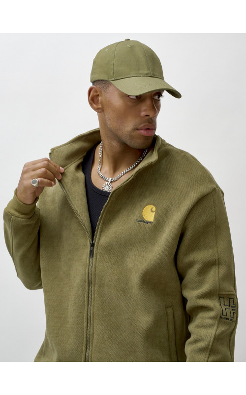 Мужской демисезонный спортивный костюм на флисе, цвет хаки, для спорта. в Тюмени