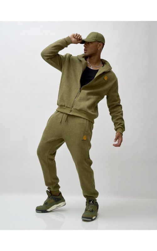 Мужской демисезонный спортивный костюм на флисе, цвет хаки, для спорта. в Тюмени